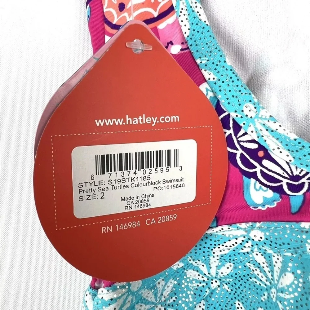 Hatley Girl’s Pink/Blue Low Back One Piece Swimsuit Size 2 Years